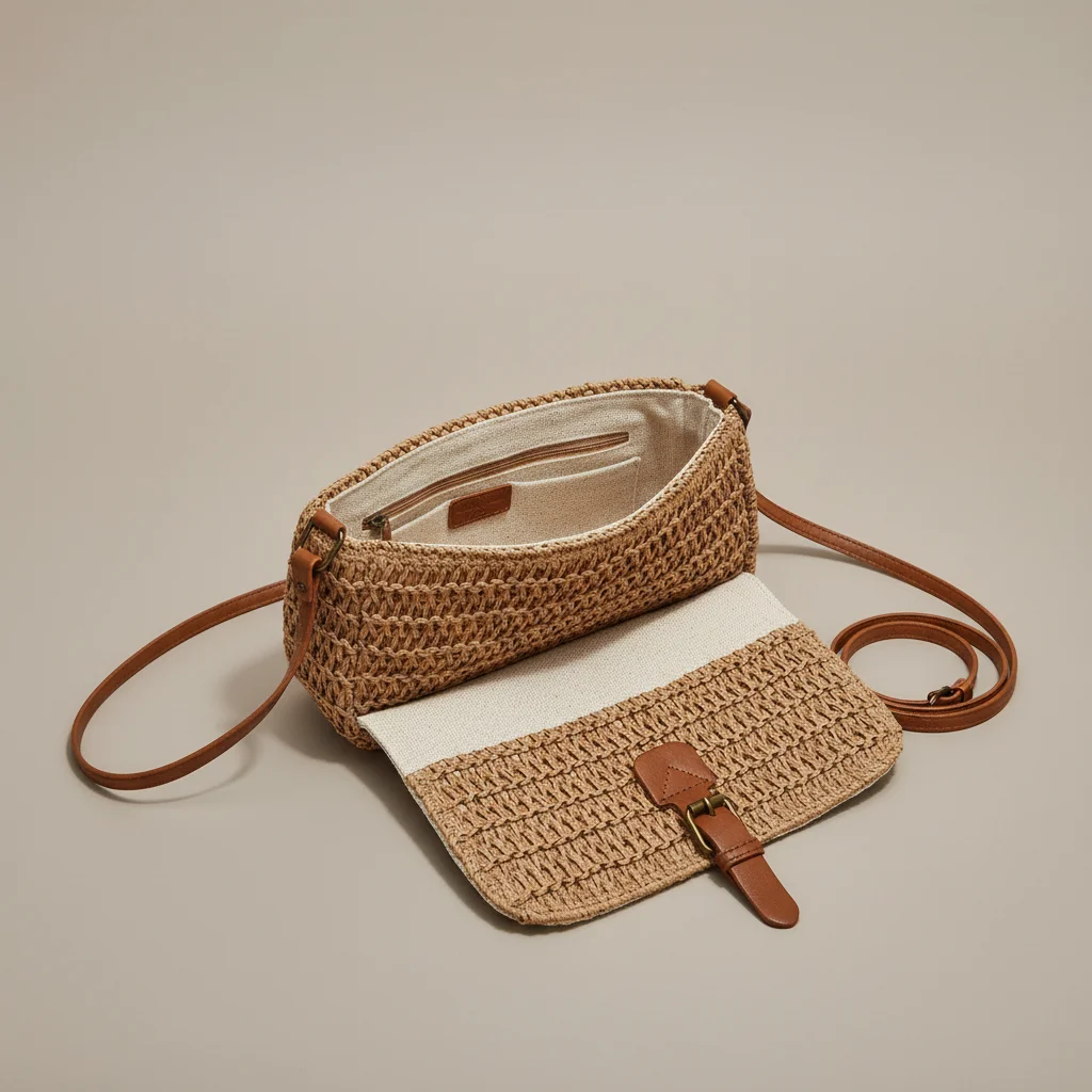 Sac tressé bandoulière femme polyester - Vue 3 - sac tressé