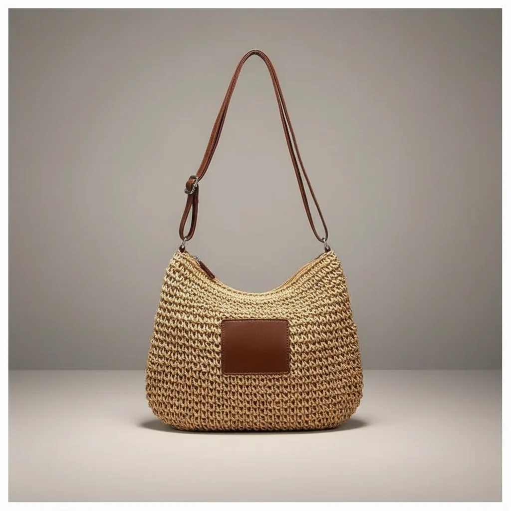 Sac tressé bandoulière papier souple - Vue 1 - sac tressé