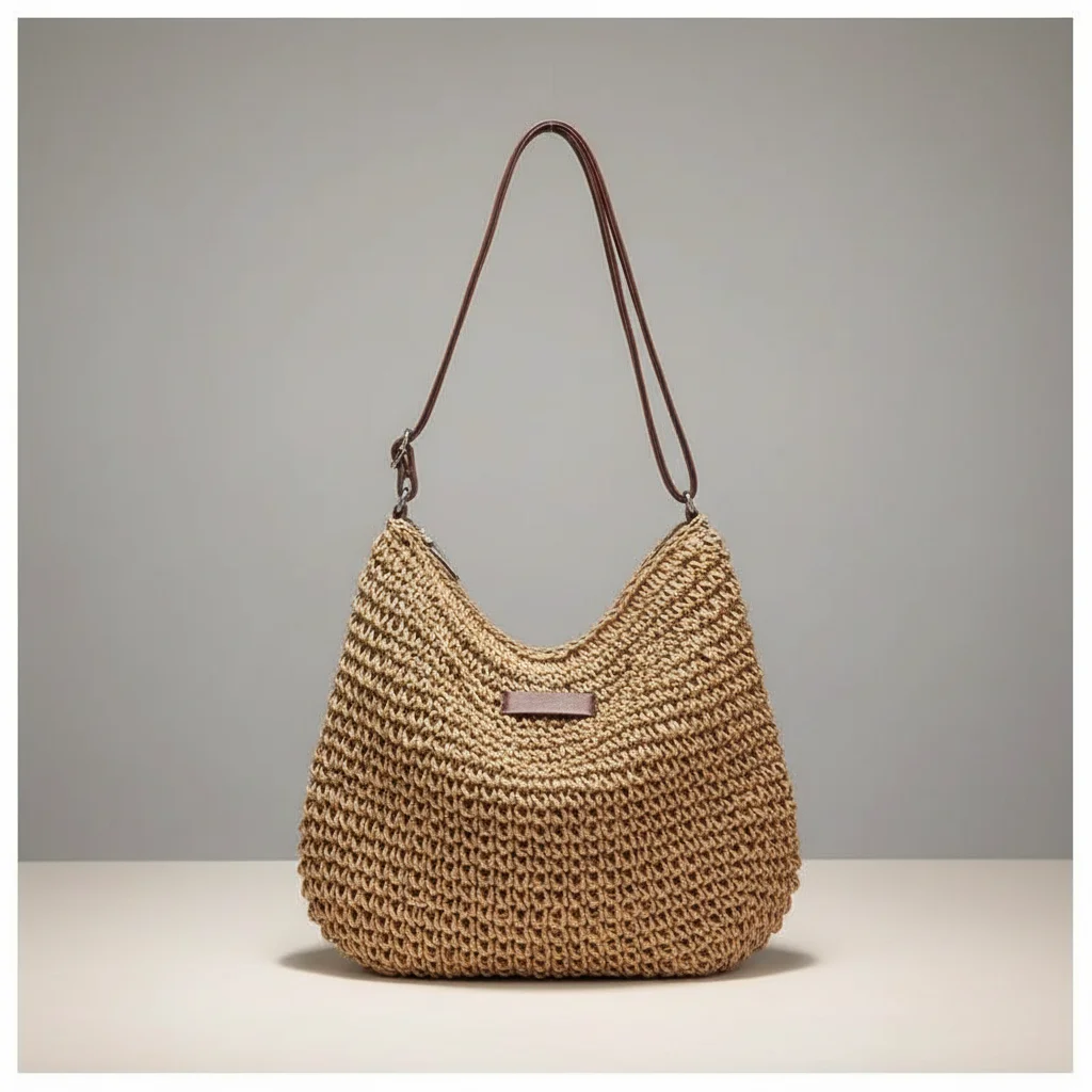 Sac tressé bandoulière papier souple - Vue 3 - sac tressé
