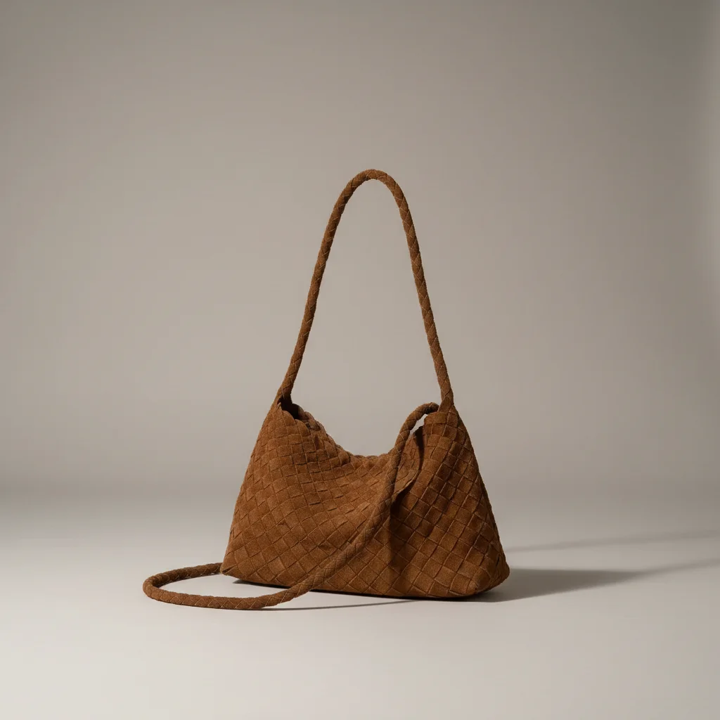Sac tressé cuir souple porté épaule - Vue 1 - sac tressé