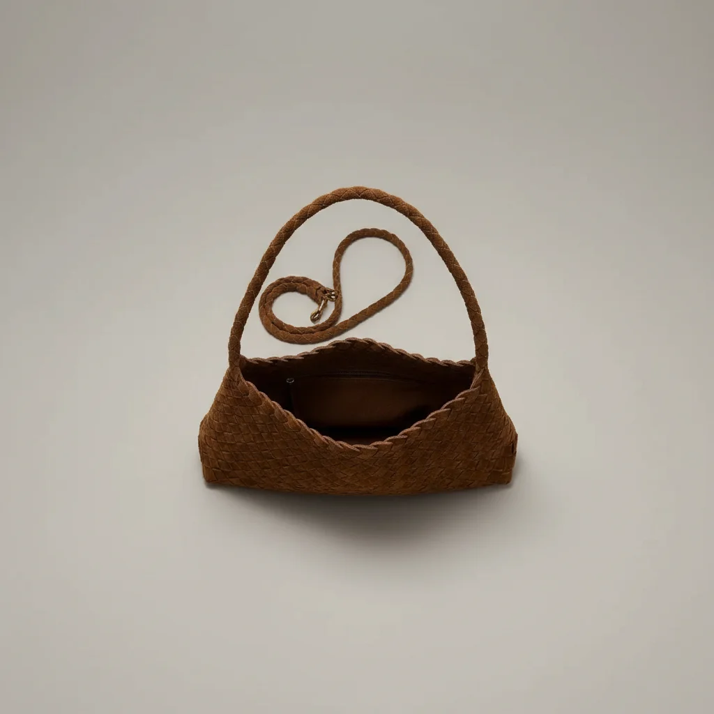 Sac tressé cuir souple porté épaule - Vue 3 - sac tressé