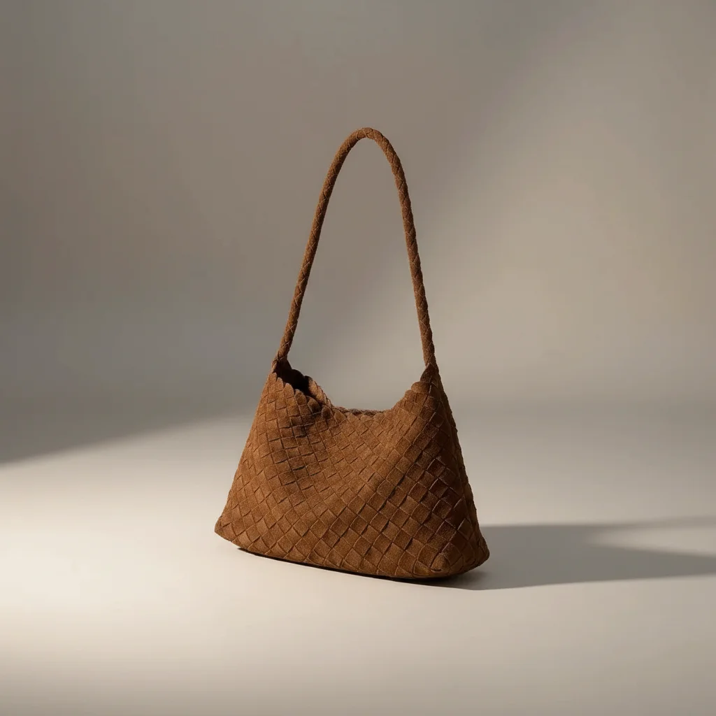 Sac tressé cuir souple porté épaule - Vue 5 - sac tressé