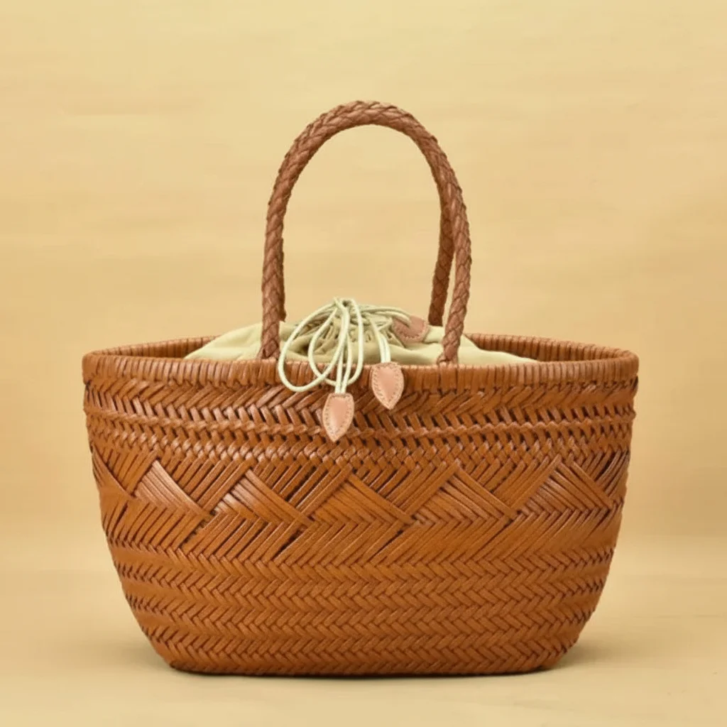 Sac tressé cuir vintage femme - Vue 4 - sac tressé
