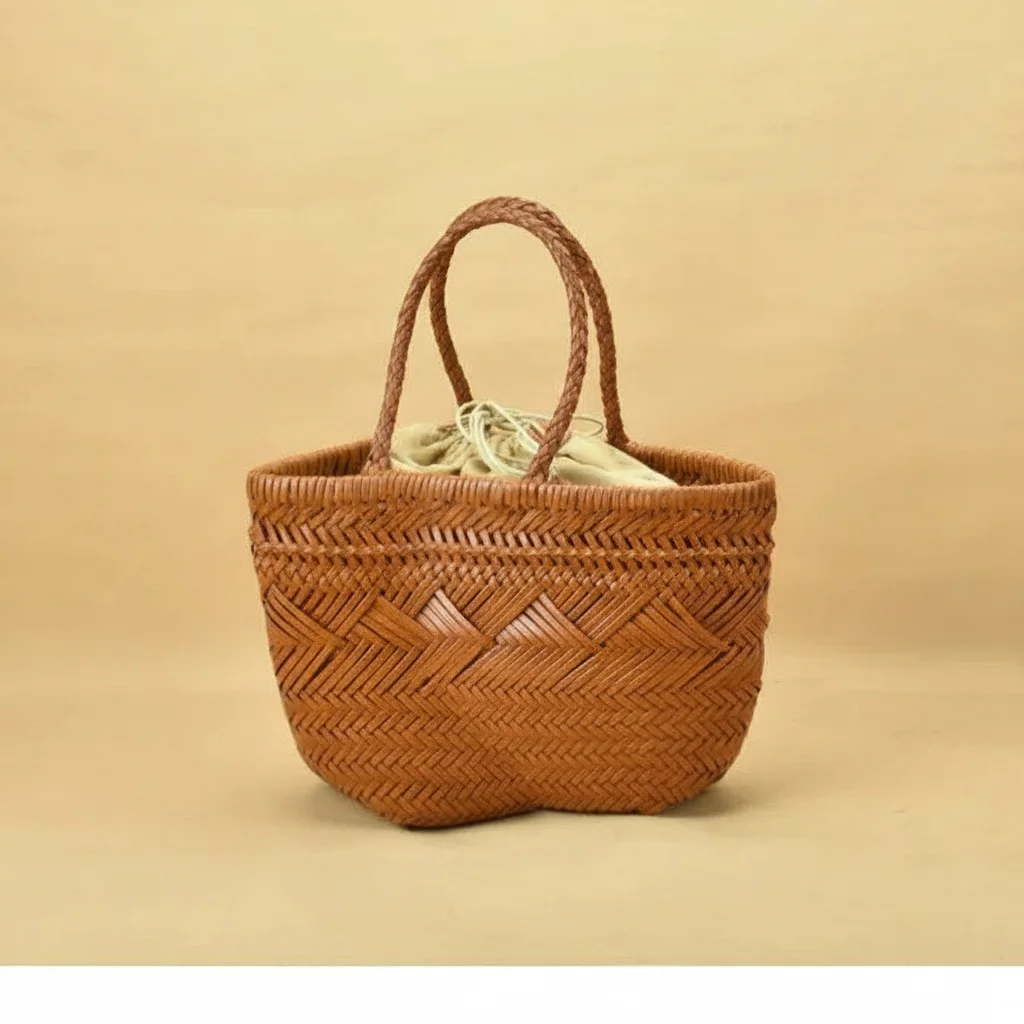 Sac tressé cuir vintage femme - Vue 5 - sac tressé