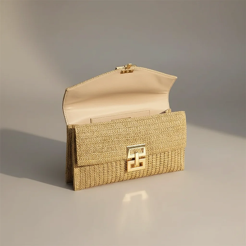 Sac tressé femme pochette soirée élégante - Vue 3 - sac tressé