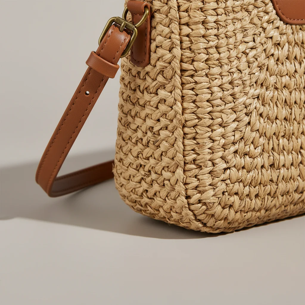 Sac tressé paille demi-lune bandoulière - Vue 10 - sac tressé