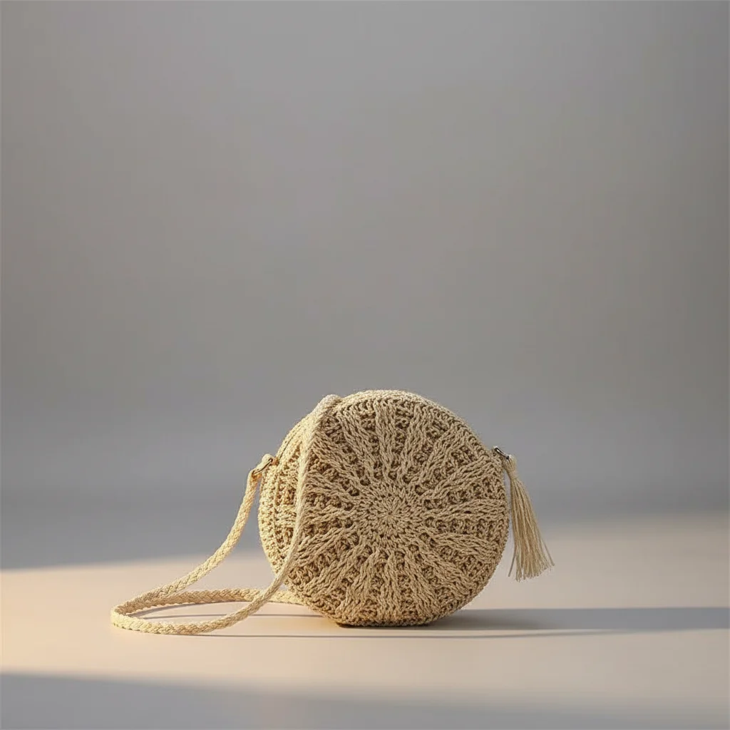 Sac tressé paille demi-lune bandoulière - Vue 12 - sac tressé