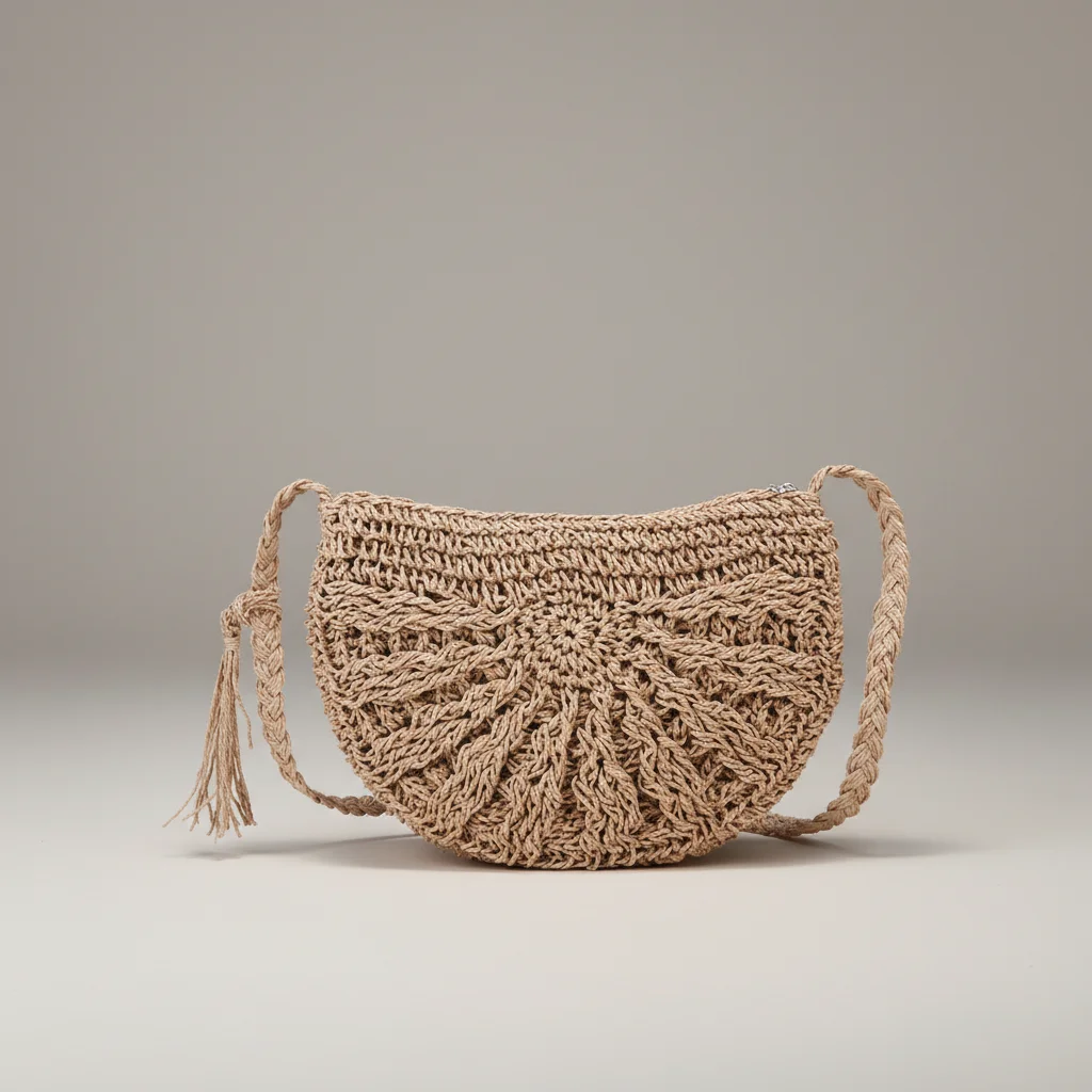 Sac tressé paille demi-lune bandoulière - Vue 18 - sac tressé