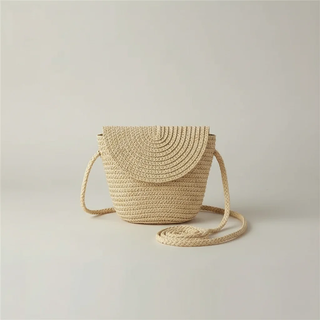Sac tressé paille demi-lune bandoulière - Vue 21 - sac tressé