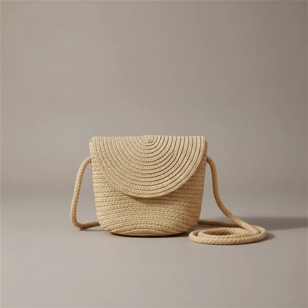 Sac tressé paille demi-lune bandoulière - Vue 23 - sac tressé