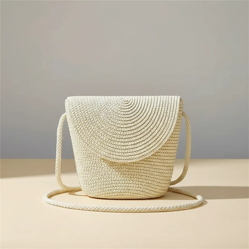 Sac tressé paille demi-lune bandoulière - Vue 26 - sac tressé