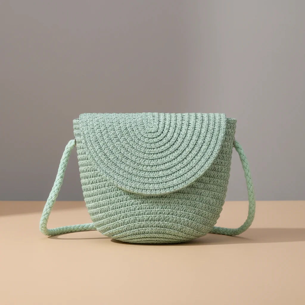 Sac tressé paille demi-lune bandoulière - Vue 28 - sac tressé