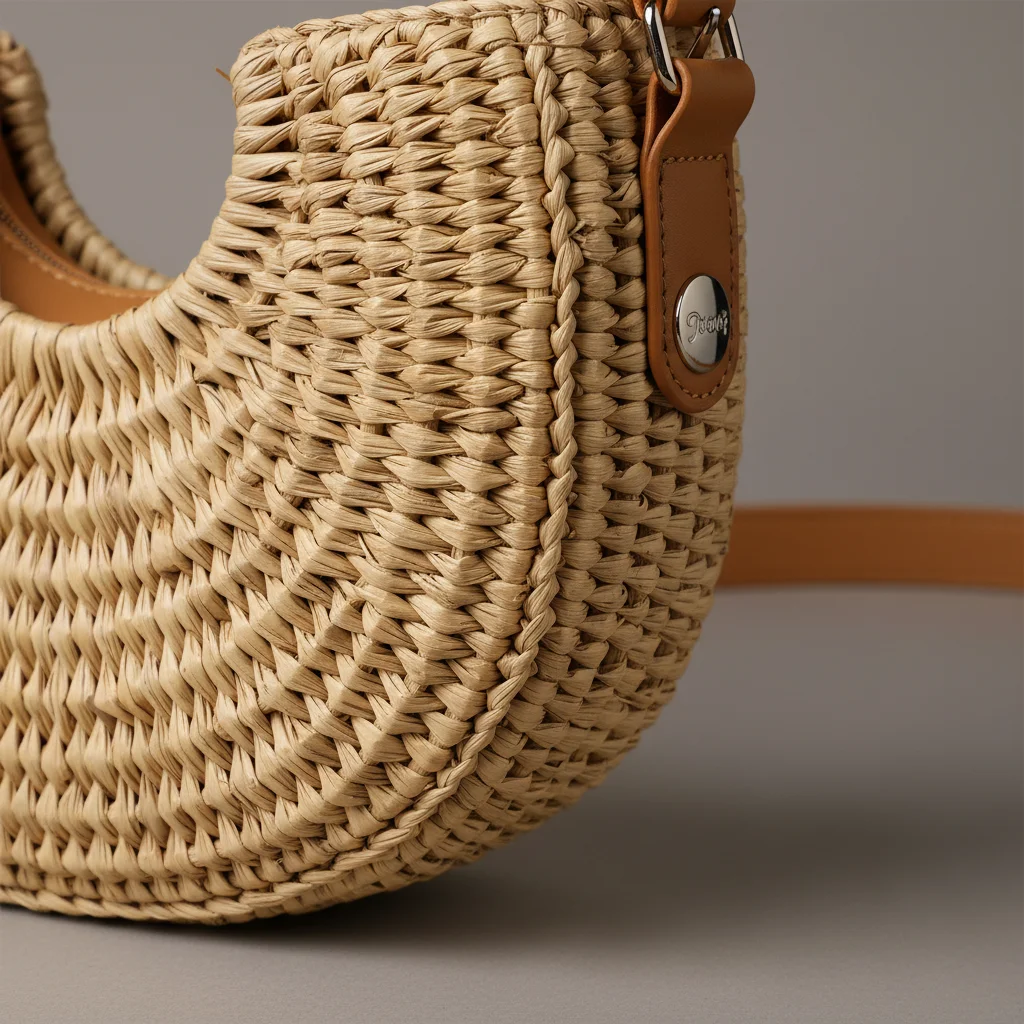 Sac tressé paille demi-lune bandoulière - Vue 29 - sac tressé