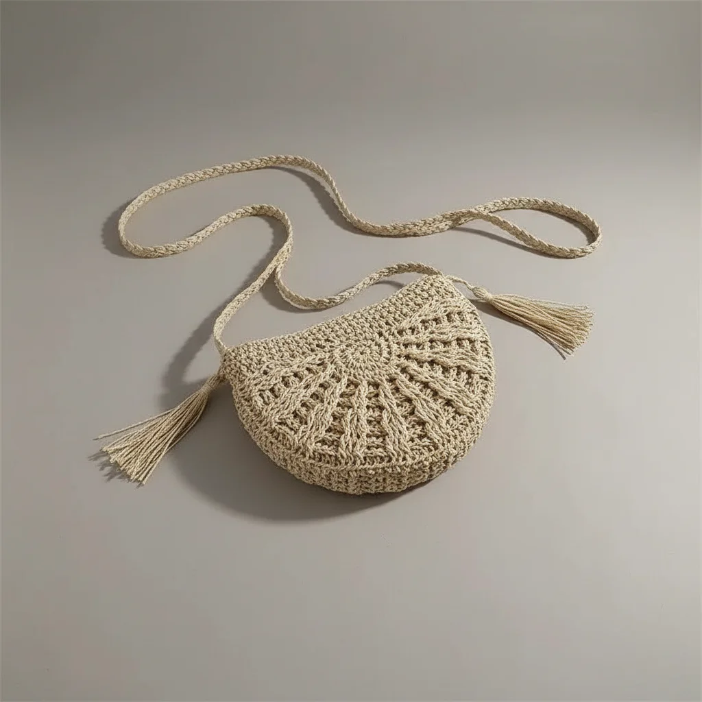 Sac tressé paille demi-lune bandoulière - Vue 3 - sac tressé