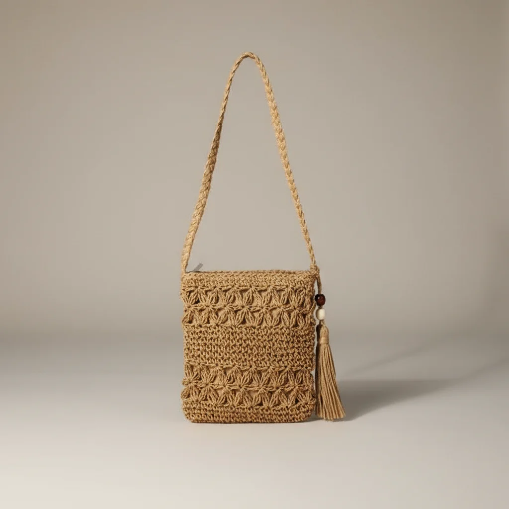 Sac tressé paille demi-lune bandoulière - Vue 33 - sac tressé