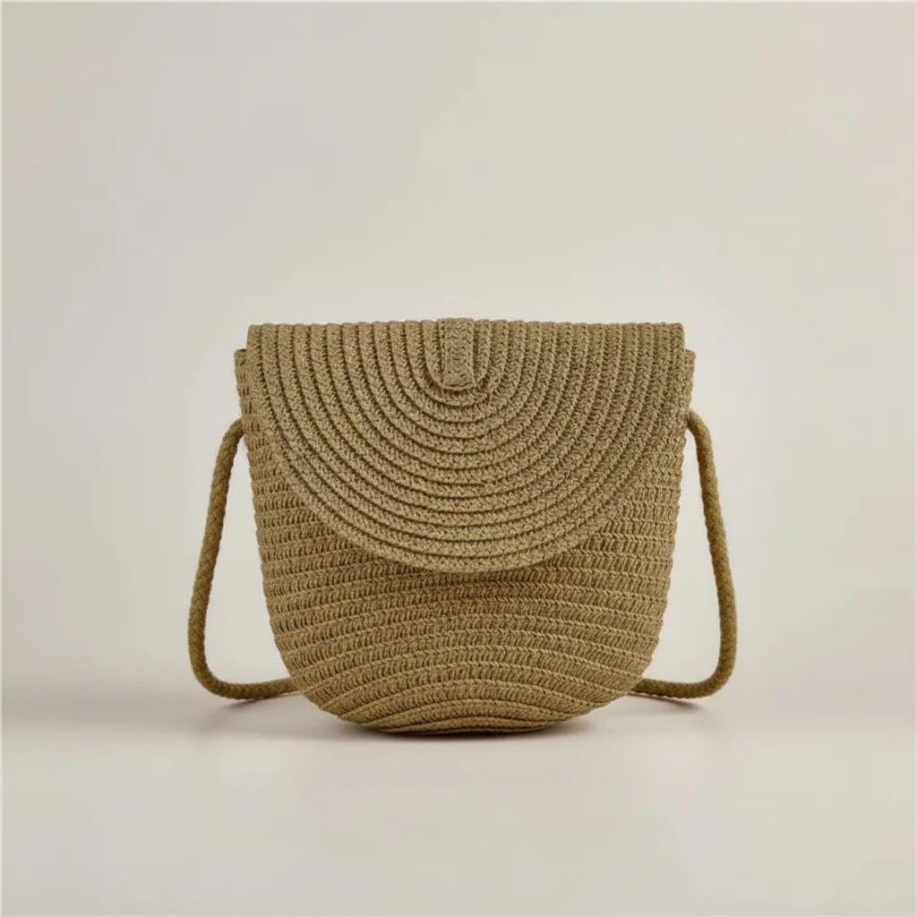 Sac tressé paille demi-lune bandoulière - Vue 38 - sac tressé