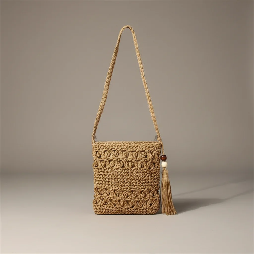 Sac tressé paille demi-lune bandoulière - Vue 39 - sac tressé