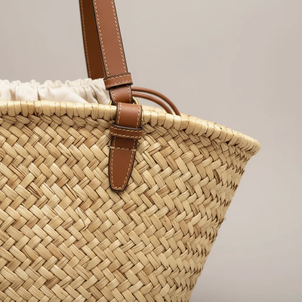 Sac tressé paille femme anses cuir - Vue 4 - sac tressé