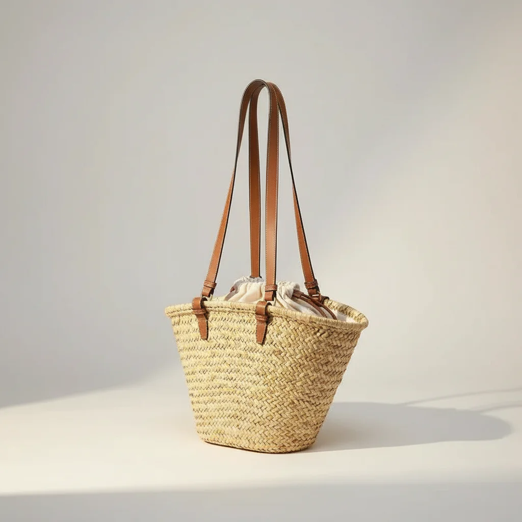 Sac tressé paille femme anses cuir - Vue 5 - sac tressé