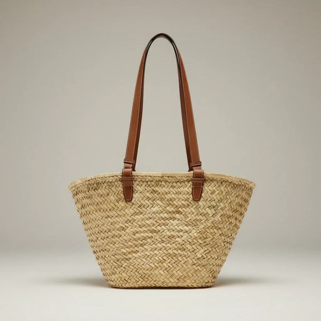 Sac tressé paille femme anses cuir - Vue 7 - sac tressé
