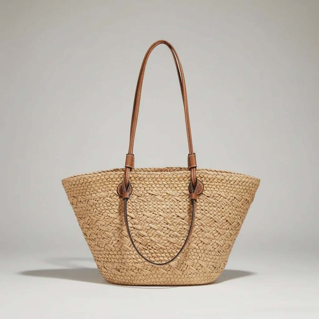 Sac tressé papier femme plage - Vue 1 - sac tressé