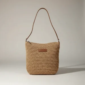 Sac tressé bandoulière femme style plage - Vue 1 - sac tressé