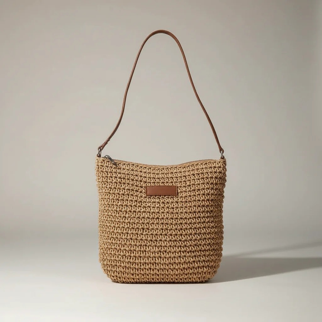 Sac tressé bandoulière femme style plage - Vue 1 - sac tressé