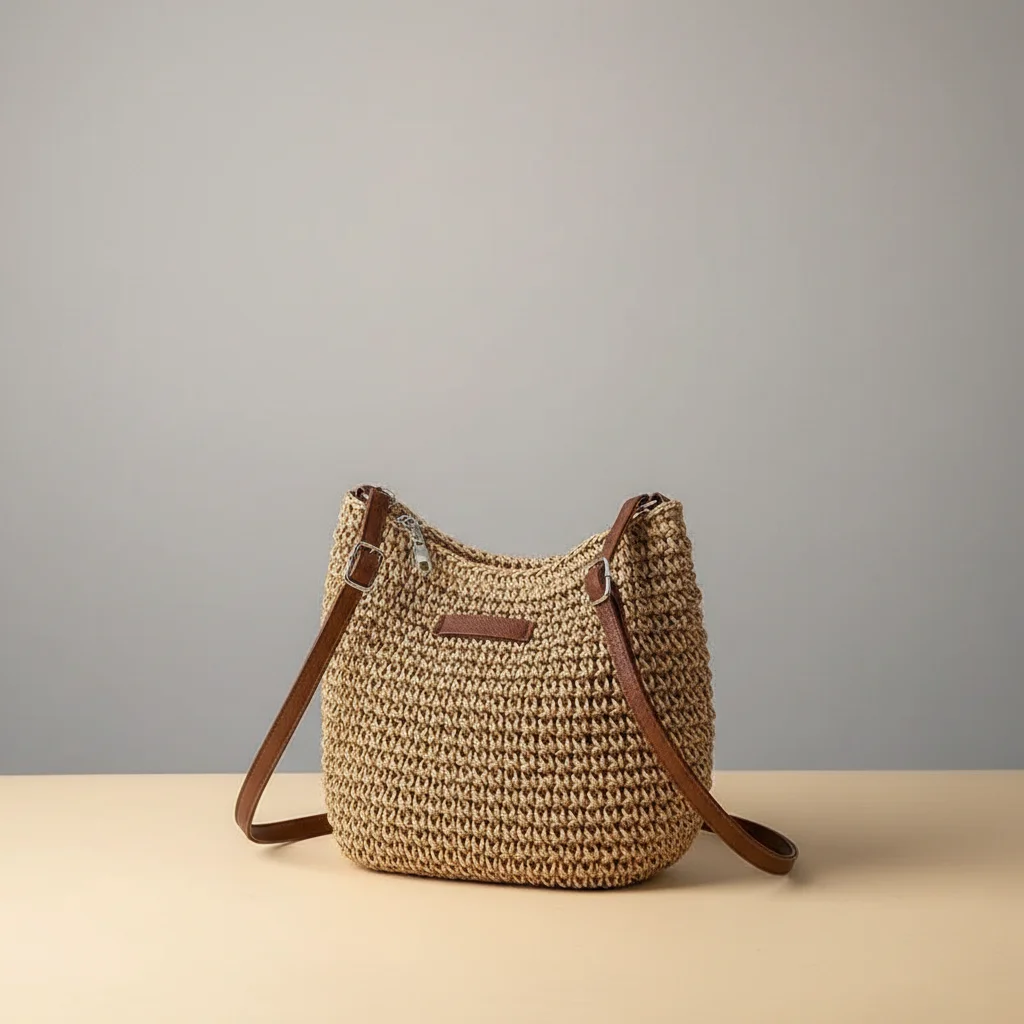 Sac tressé bandoulière femme style plage - Vue 12 - sac tressé