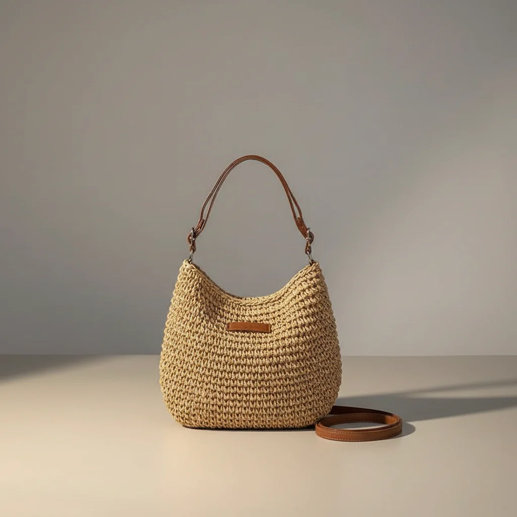 Sac tressé bandoulière femme style plage - Vue 15 - sac tressé