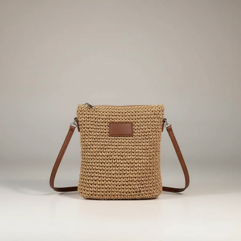Sac tressé bandoulière femme style plage - Vue 2 - sac tressé