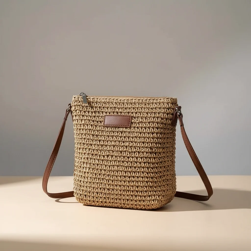 Sac tressé bandoulière femme style plage - Vue 3 - sac tressé