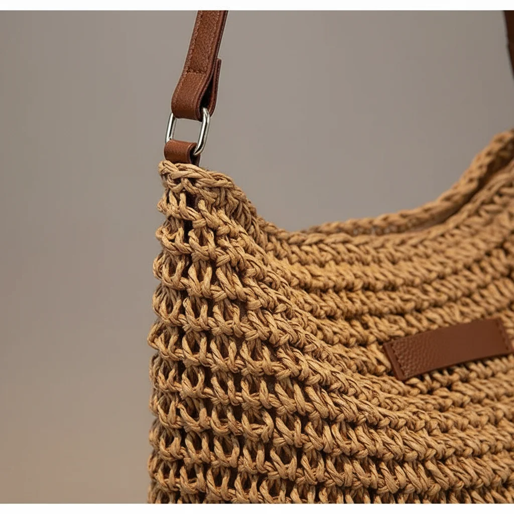 Sac tressé bandoulière femme style plage - Vue 4 - sac tressé
