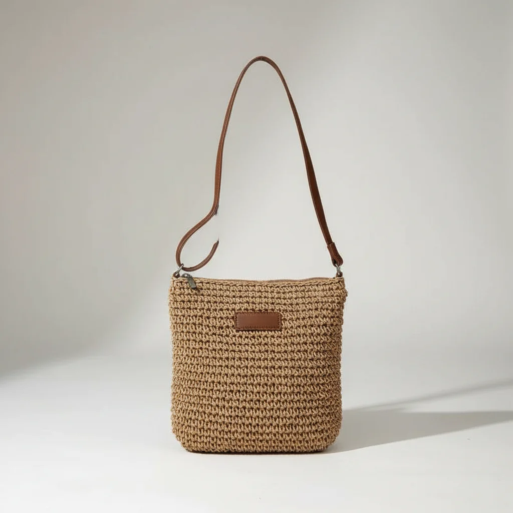 Sac tressé bandoulière femme style plage - Vue 5 - sac tressé