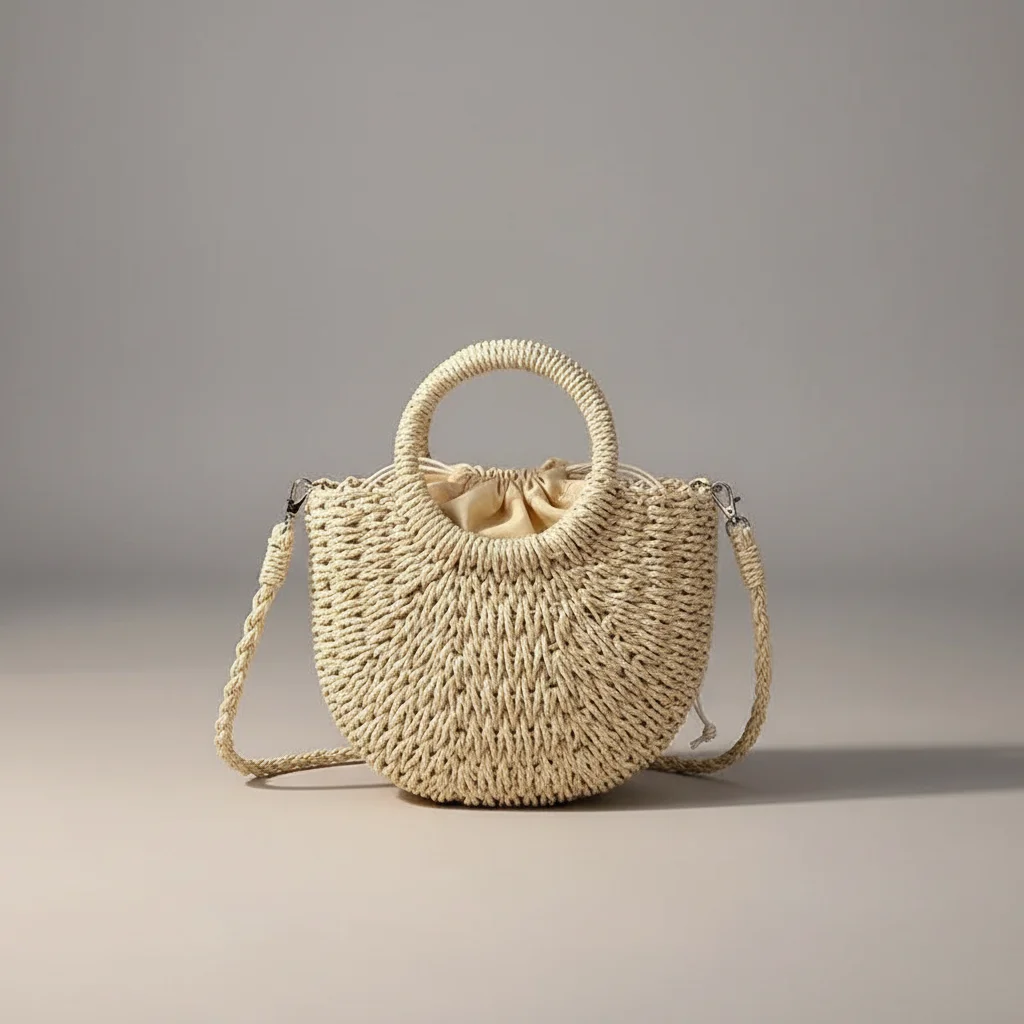 Sac tressé bandoulière femme style vacances - Vue 24 - sac tressé