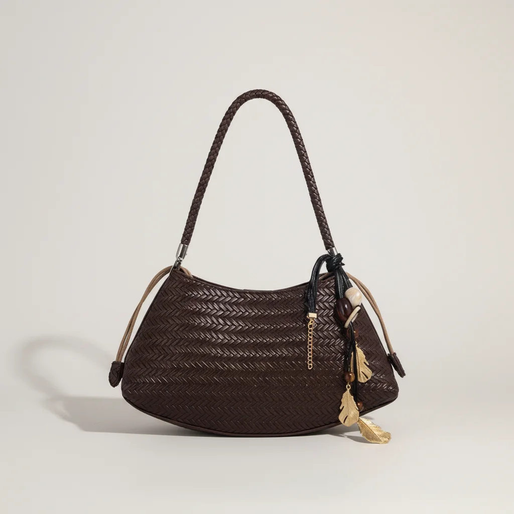 Sac tressé cuir pu style rétro - Vue 1 - sac tressé