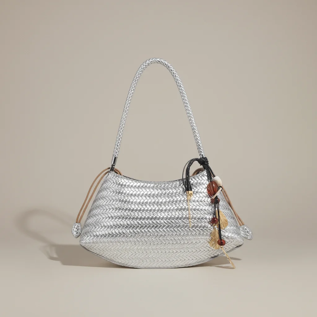 Sac tressé cuir pu style rétro - Vue 7 - sac tressé