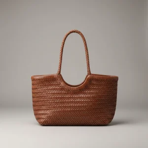 Sac tressé cuir véritable porté main - Vue 1 - sac tressé