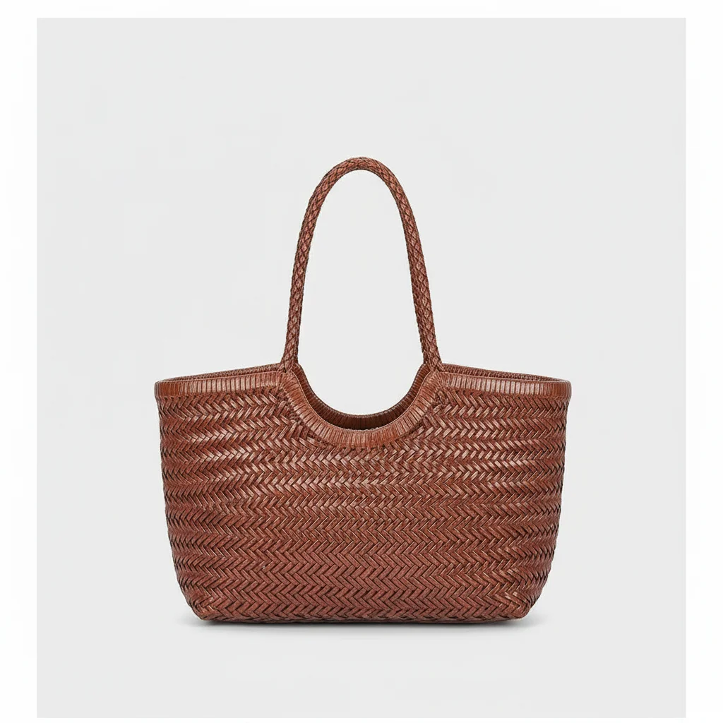 Sac tressé cuir véritable porté main - Vue 3 - sac tressé