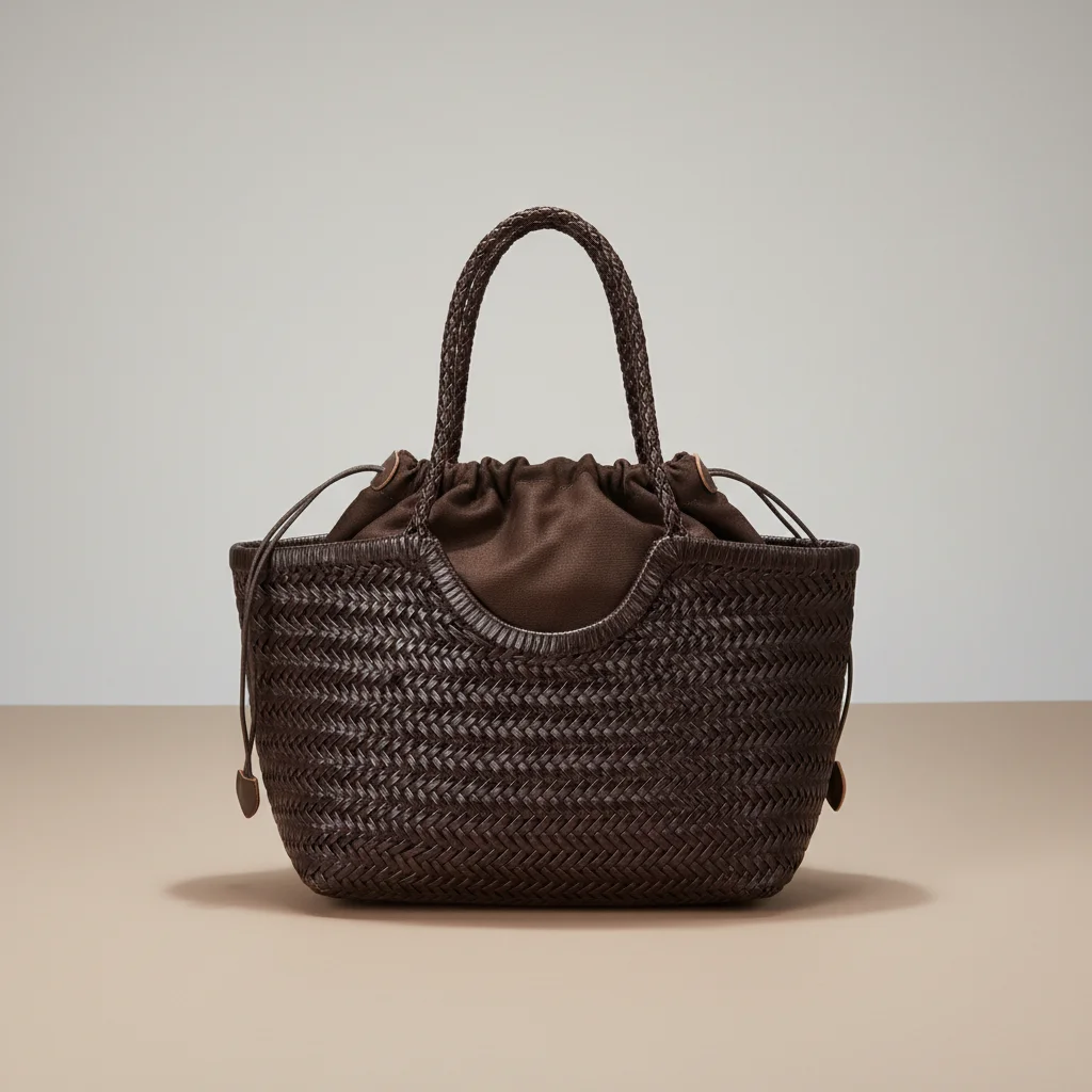 Sac tressé cuir véritable porté main - Vue 6 - sac tressé