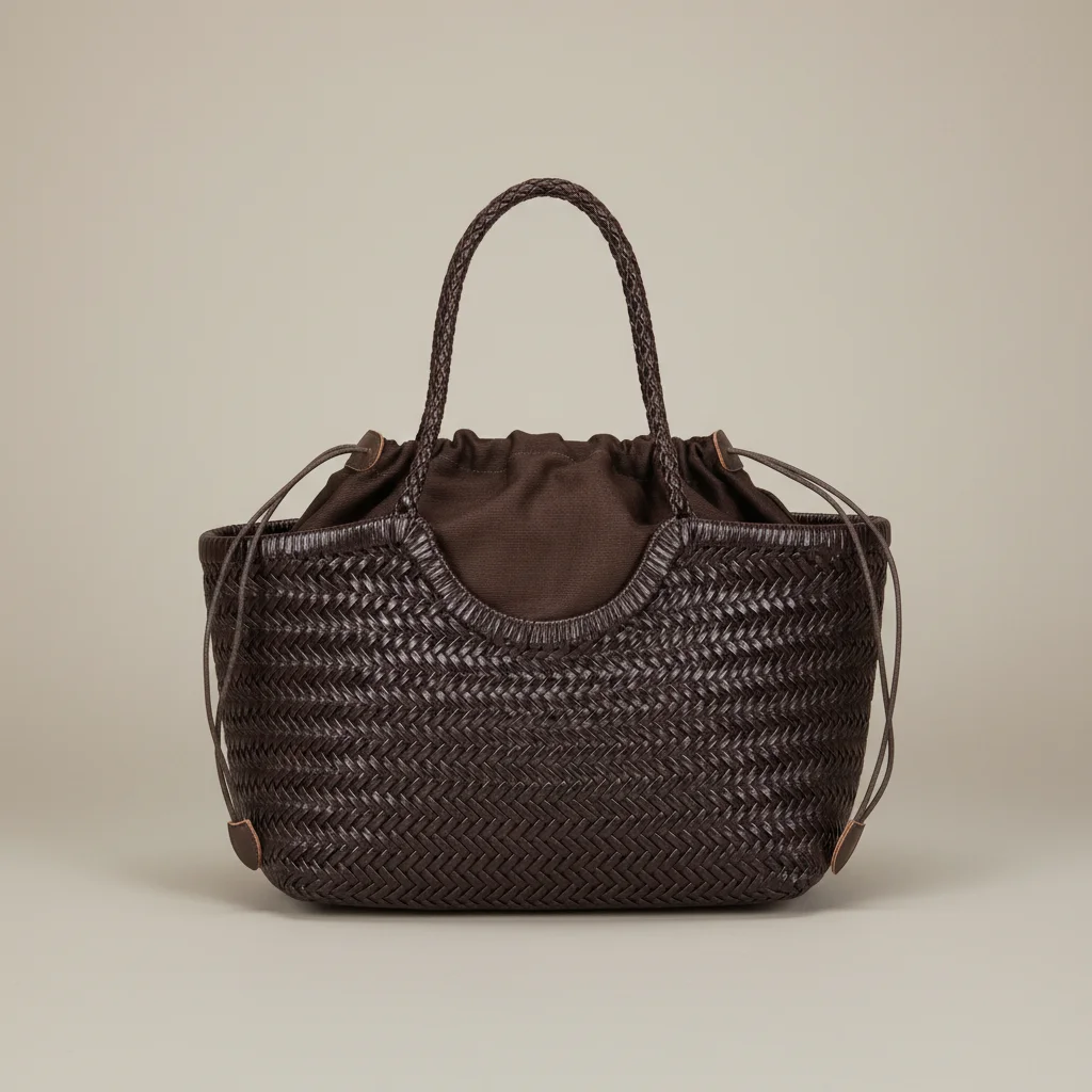 Sac tressé cuir véritable porté main - Vue 8 - sac tressé