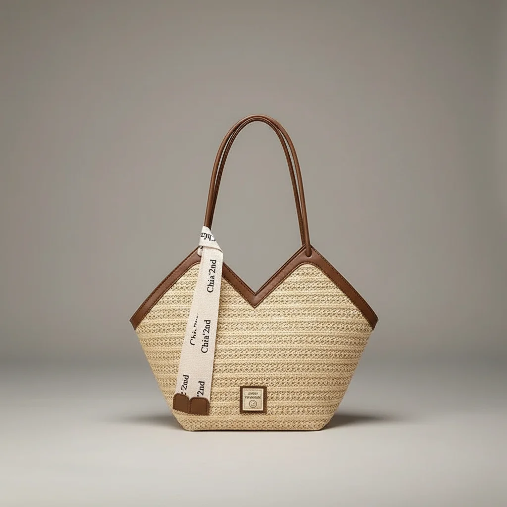 Sac tressé femme en paille grande capacité - Vue 1 - sac tressé