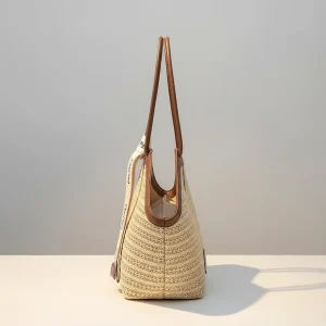 Sac tressé femme en paille grande capacité - Vue 2 - sac tressé