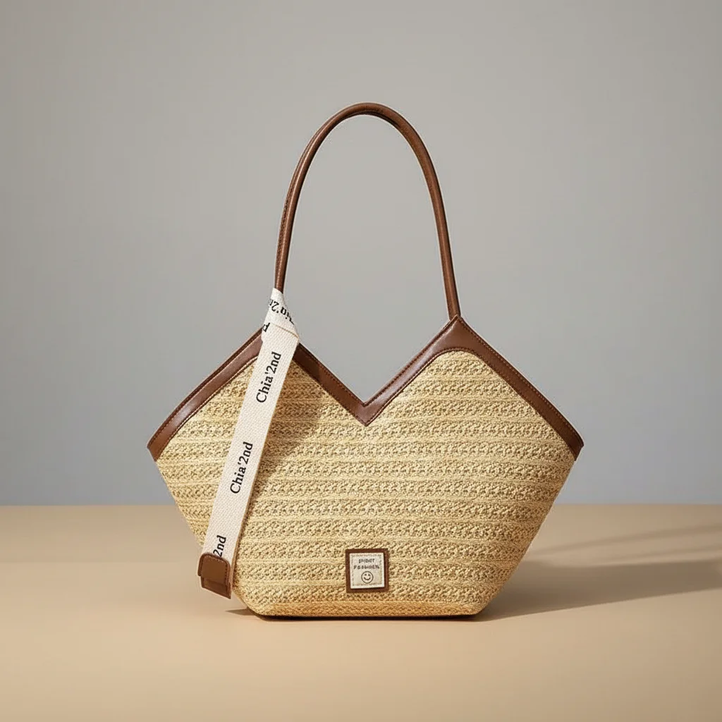 Sac tressé femme en paille grande capacité - Vue 5 - sac tressé