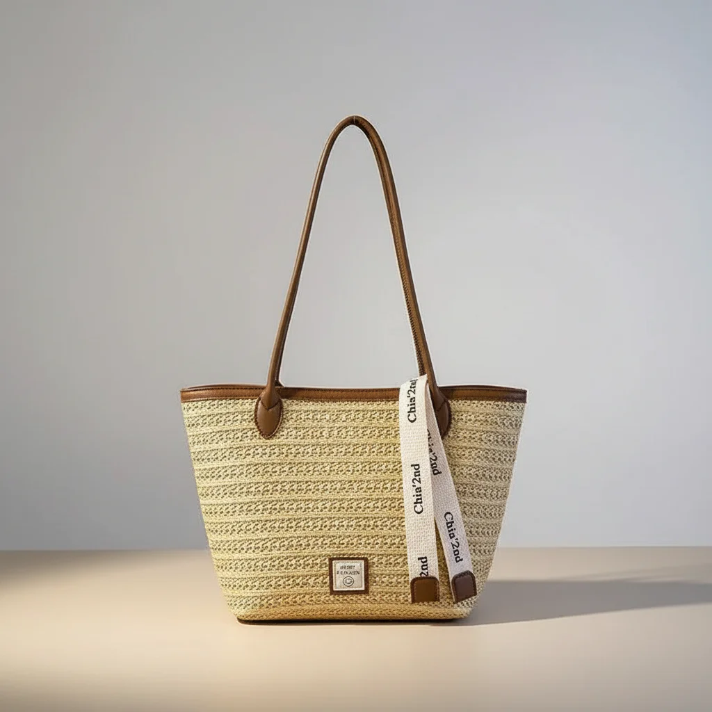 Sac tressé femme en paille grande capacité - Vue 7 - sac tressé