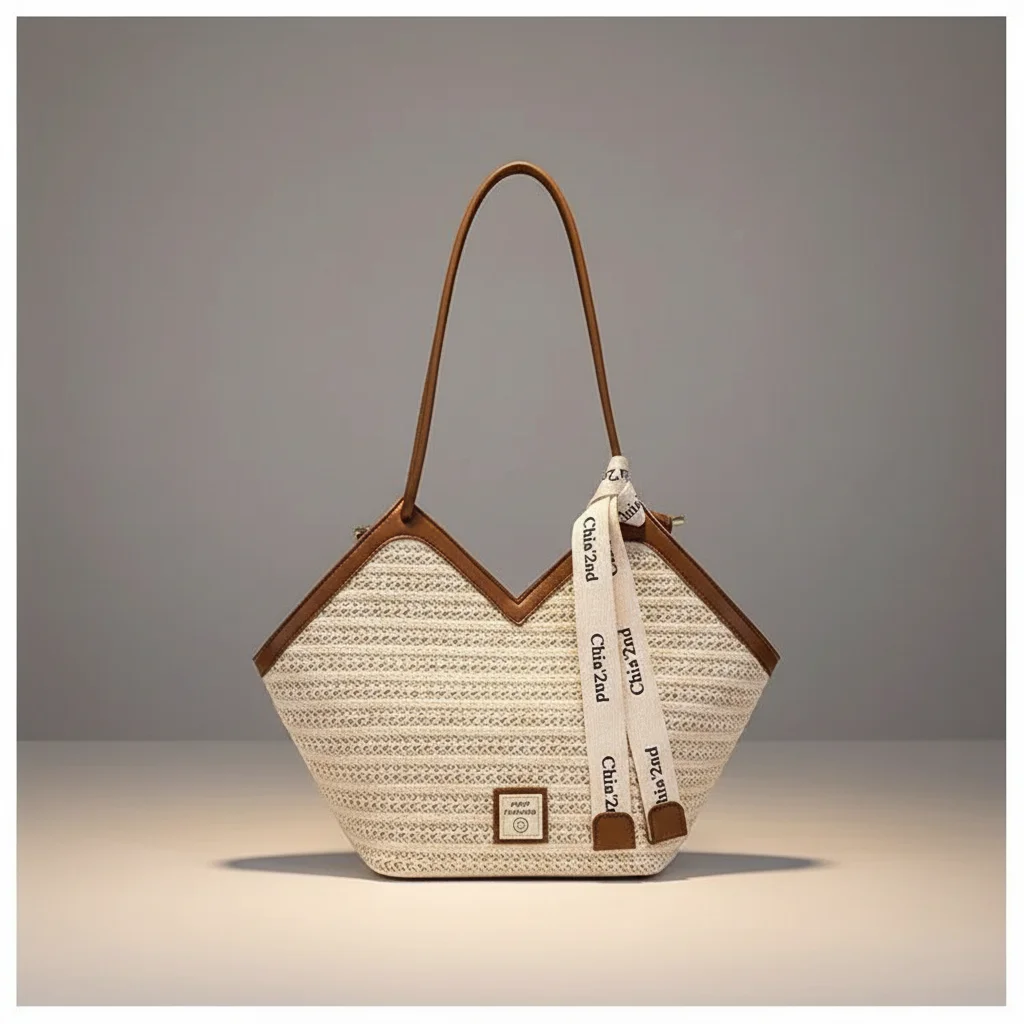 Sac tressé femme en paille grande capacité - Vue 9 - sac tressé