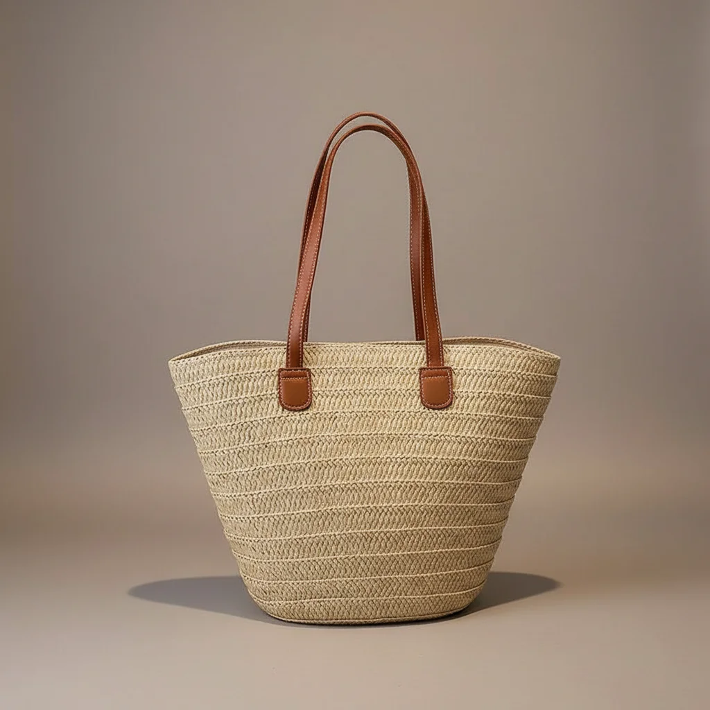 Sac tressé femme grand format plage - Vue 5 - sac tressé