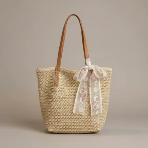 Sac tressé femme grande capacité en paille - Vue 1 - sac tressé