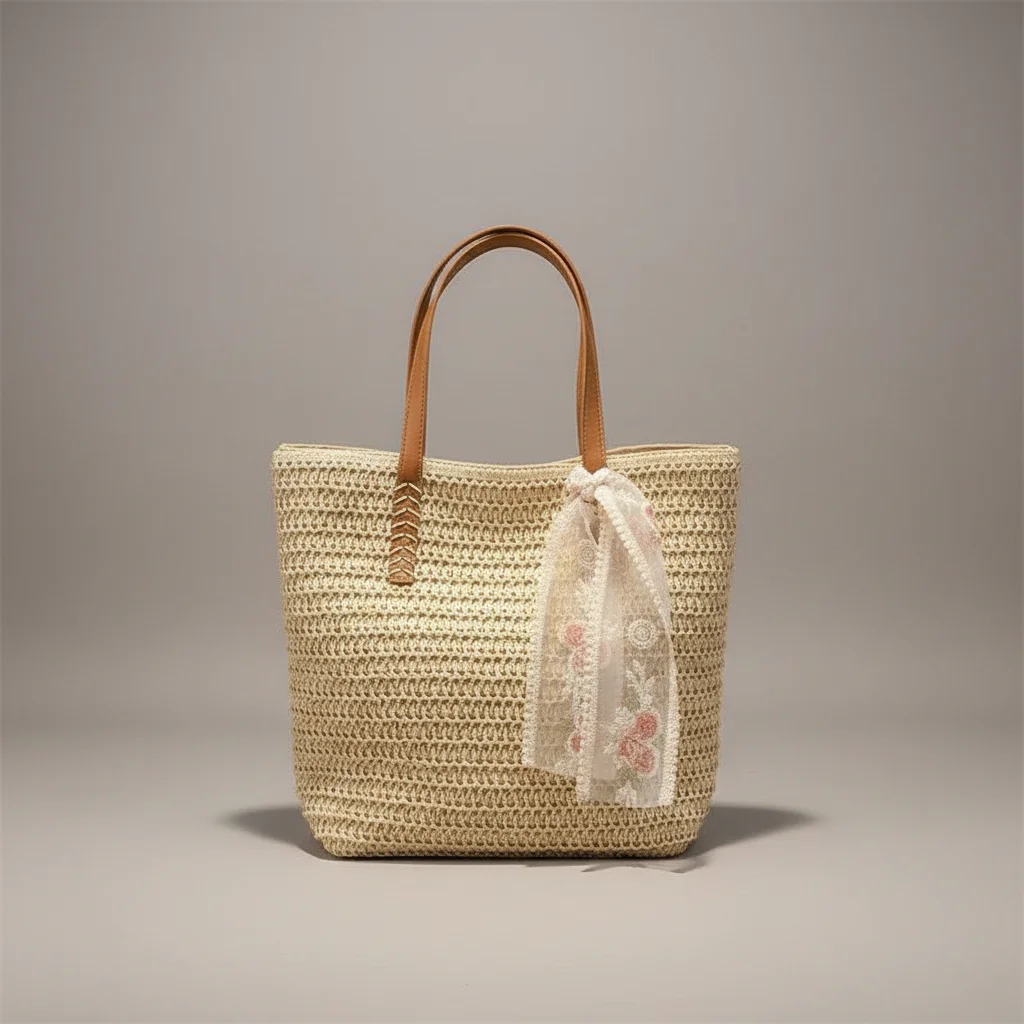Sac tressé femme grande capacité en paille - Vue 10 - sac tressé