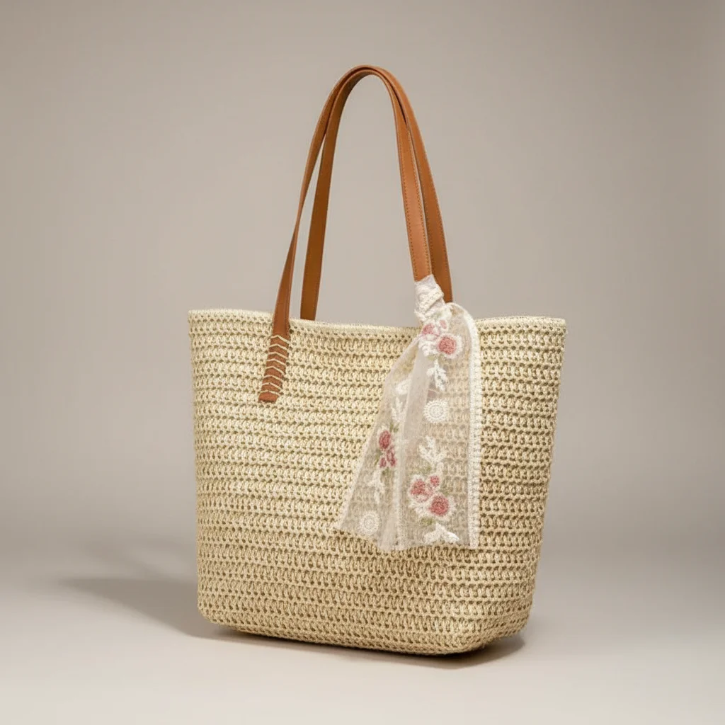 Sac tressé femme grande capacité en paille - Vue 11 - sac tressé