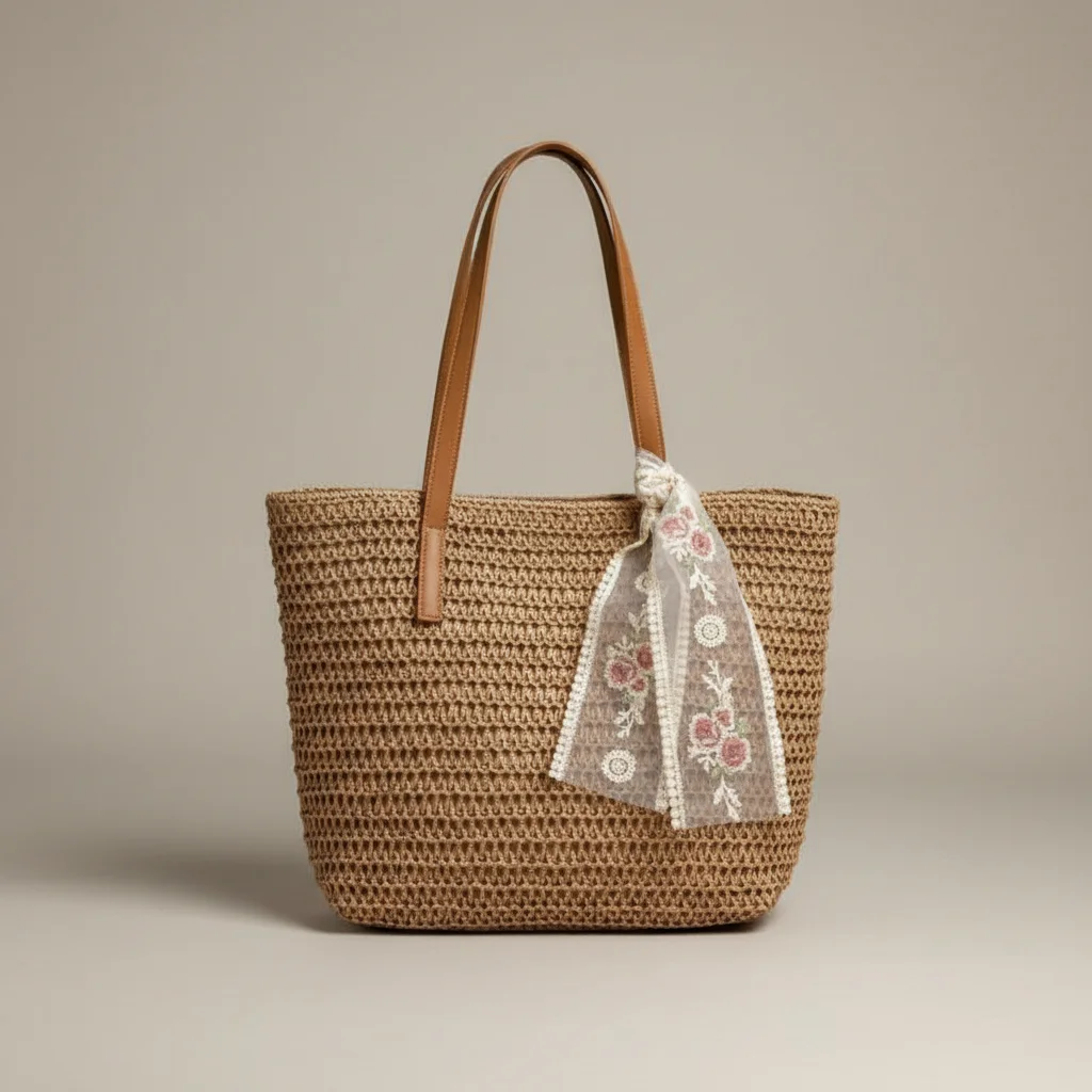 Sac tressé femme grande capacité en paille - Vue 13 - sac tressé